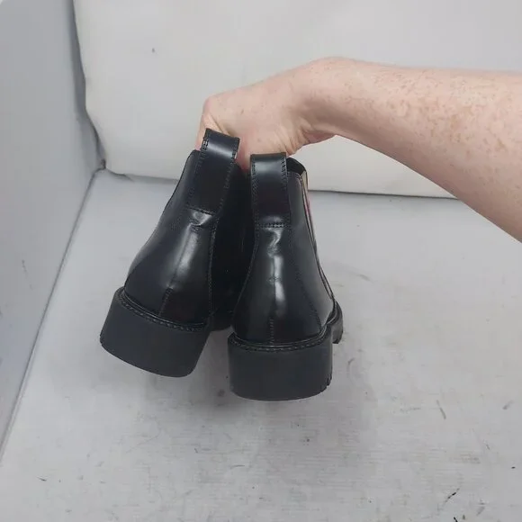 Burberry Check Black Leather Chelsea Boot